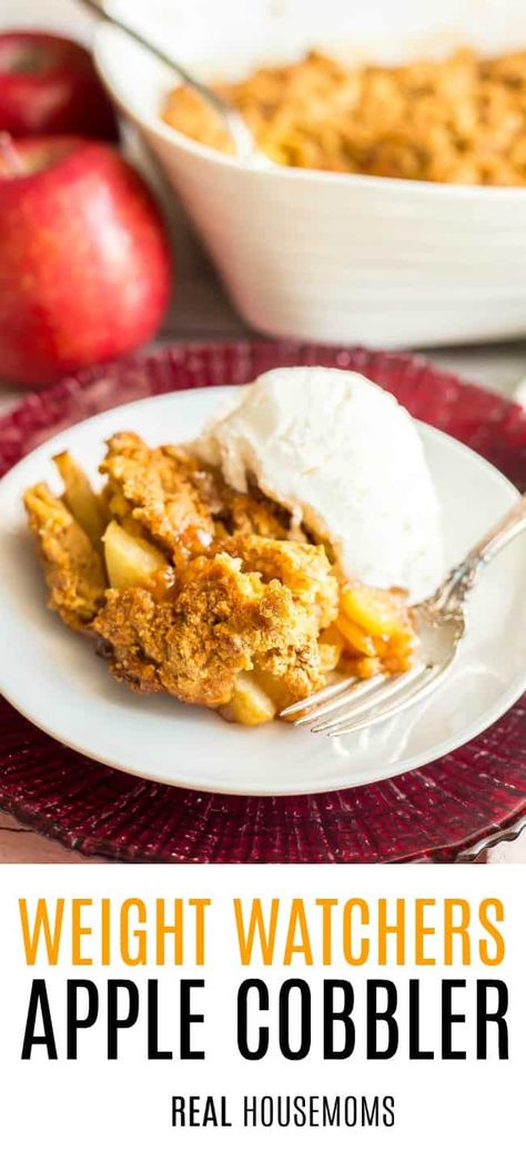 Weight Watchers Cobbler Recipe, Weight Watchers Apple Recipes, Healthy Apple Cobbler, Weight Watchers Food Points, Weight Watchers Casserole, 200 Calorie, Weight Watchers Dessert Recipes, Ww Recipe, Weight Watchers Meal Plans