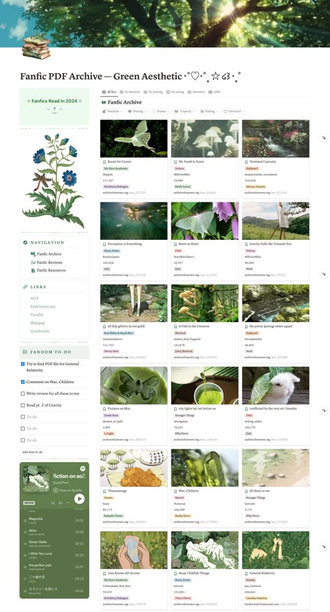 Fanfic PDF Archive Notion Homepage Template, Twitter Location Ideas Aesthetic, Notion Fanfic Template, Twitter Location Ideas, Notion Worldbuilding, Earthy Notion, Notion Avatar, Notion Character Template, Notion Watch List