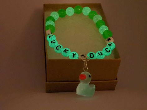 Lucky duck glow bracelet. Save with code: Glow15 Duck Bracelet, Beaded Diy, Glow Bracelets, Dream Video, Kandi Ideas, Lucky Duck, Kandi Bracelets, Bead Charms Diy, Homemade Jewelry