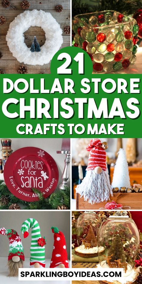 Get into the holiday spirit with these easy DIY dollar store Christmas crafts! Explore budget-friendly DIY holiday craft projects, from DIY Christmas ornaments to thrifty Christmas wreath ideas. Discover how to create beautiful cheap holiday decorations and handmade Christmas gifts on a budget. Learn the art of crafting with dollar store supplies, upcycling, and recycling to make creative DIY Christmas decorations. Don't miss out on these fantastic Christmas craft ideas. Mason Jar Christmas Crafts, Dollar Store Christmas Decorations, Dollar Tree Christmas Decor, Dollar Store Christmas Crafts, Christmas Crafts Diy Projects, Christmas Craft Ideas, Christmas Crafts To Sell, Christmas Crafts For Adults, Kids Christmas Ornaments