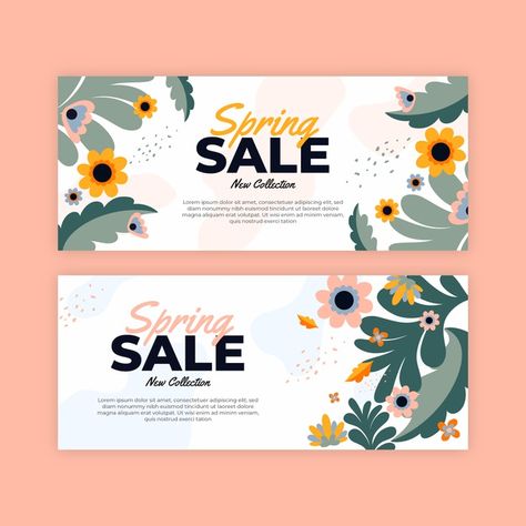 Banners spring sale in flat design | Free Vector #Freepik #freevector #banner #sale #design #spring Spring Banner Design, Spring Sale Design, Spring Graphic Design, Spring Sale Poster, Spring Flyer, Email Header, Spring Sale Banner, Interactive Web Design, Spring Banner