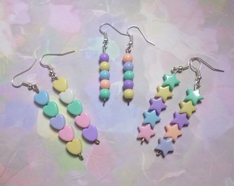 Pastel Earrings, Indie Jewelry, Quirky Earrings, Kawaii Jewelry, Funky Earrings, Earring Hooks, Pretty Pastel, Buy Handmade, Fun Earrings