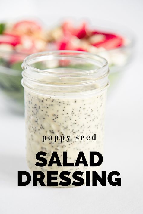 This homemade poppy seed dressing is super easy to make, calls for just 8 simple ingredients, and can be whipped up in no time! This homemade dressing is sweet and tangy with just the right amount of poppy seeds, and is perfect for topping your favorite salad! Poppy Seed Salad Dressing, Sweet Salad Dressings, Poppyseed Salad Dressing, Poppy Seed Salad, Homemade Thousand Island Dressing, Cheesecake Popsicles, Clean Dinner, Ranch Dressing Recipe Homemade, Clean Dinner Recipes