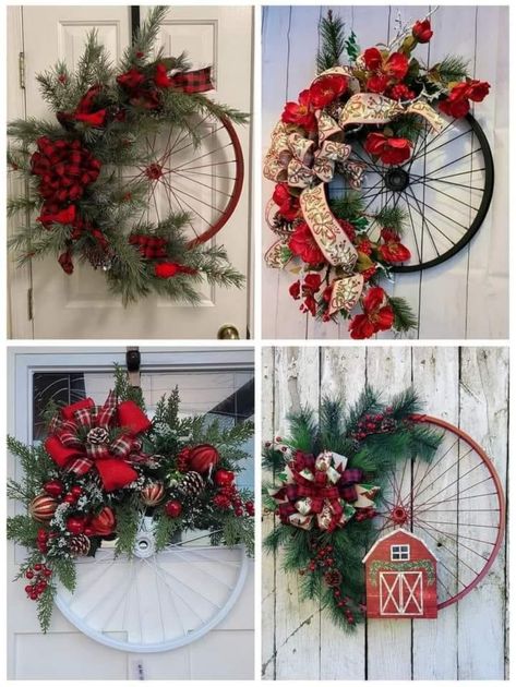 Bike wheel wreath