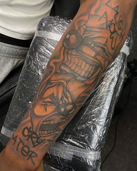 Outta Forearm Tattoo, Arm Tattoo Men Forearm Design, Outta Sight Outta Mind Tattoo, Arm Tattoo Black Man, Front Forearm Tattoos Men, Brick Tattoo For Men, Black Guy Tattoos, Area Code Tattoo Men, Black Men Tattoos Sleeve