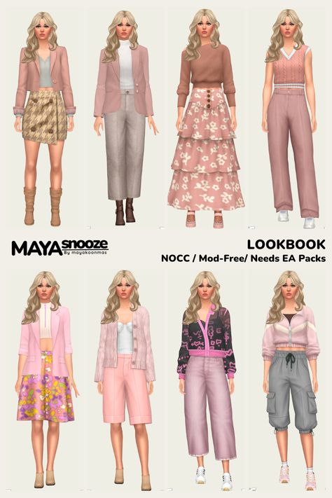 Sims 4 No Cc Lookbooks Clothing, Cute Sims 4 Outfits No Cc, Sims 4 Looks No Cc, Sims 4 Nocc Outfits, Sims No Cc Outfits, Sims 4 Lookbooks No Cc, Sims 4 Clothes Pack, Sims 4 Outfits No Cc, Sims 4 Base Game Outfits Ideas