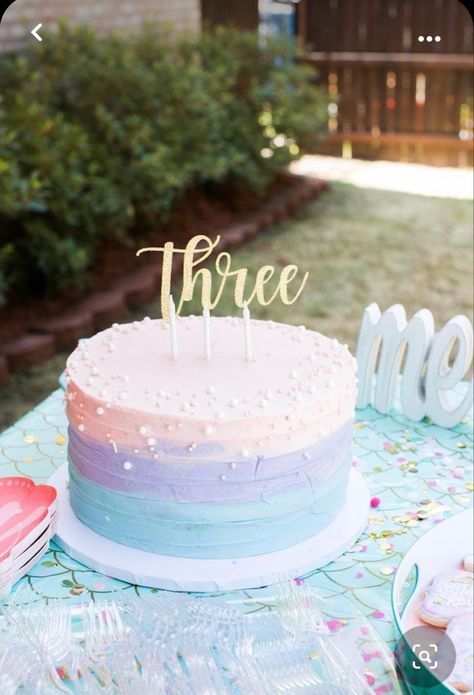 Cake Recipes Easy, Girly Birthday Cakes, 10 Birthday Cake, Little Mermaid Cakes, Aesthetic Cake, Mermaid Birthday Cakes, Pastel Birthday, Pastel Cakes, 3rd Birthday Cakes