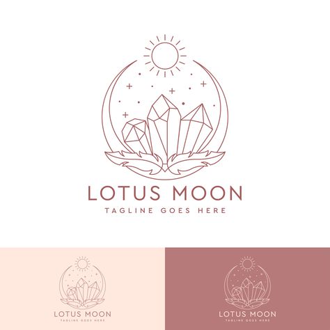 Crystal Business Logo, Crystal Logo Design Ideas, Crystal Icon, Gemstone Logo, Type Calendar, Bottle Aesthetic, Spiritual Logo, Spiritual Shop, Feminine Logo Design