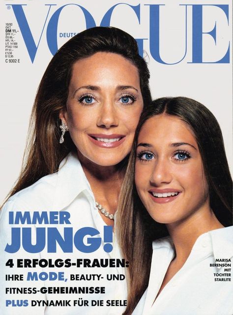 Oct. 1993 - MARISA BERENSON & Daughter: STARLITE MELODY RANDALL in VOGUE of GERMANY Marissa Berenson, Marisa Berenson, Norman Parkinson, Paris April, Michael Williams, David Bailey, Vogue Magazine Covers, Diane Arbus, Paolo Roversi