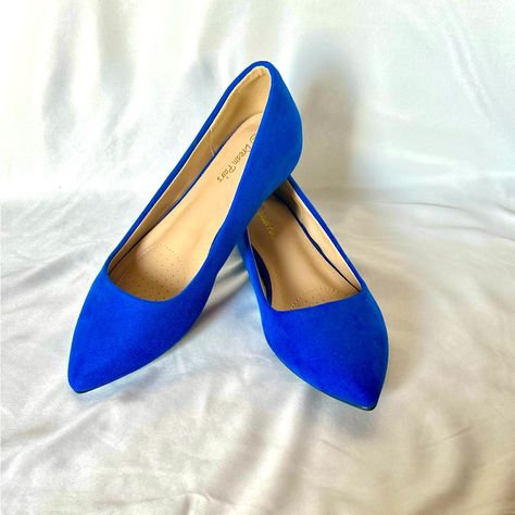 Royal Blue Casual Pointed Toe Flats, Never Worn. Size 10 Pump Shoes Flat, Blue Pump Shoes, Blue Flat Shoes, Royal Blue Flats, Blue Pumps, Blue Flats, Pointed Toe Flats, Flat Color, Pump Shoes