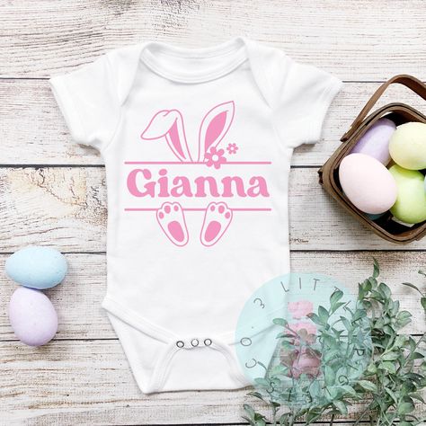 Easter Bunny Girl Name Onesie®, First Easter, Girl First Easter, Easter Girl Name Onesie®, Name Cute Bunny Girl, Personalized Bunny Onesie® Name Onesie, Bunny Onesie, Halloween Pregnancy Announcement, Easter Bunny Girl, Personalized Bunny, Girl Name, Photography Gifts, Easter Girl, Spring Baby