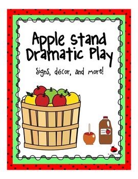 Fun addition to your apple unit!  Turn your dramatic play area into an apple stand!  These fun, bright and colorful signs will add dimension to your dramatic play area as they increase print awareness and imagination.  There is even a B & W order form to copy and encourage writing!Enjoy! Apple Dramatic Play Free Printables, Apple Stand Dramatic Play, Apple Orchard Dramatic Play Printables Free, Apple Lesson Plans, Market Signage, Pre K Lesson Plans, Apple Back To School, Preschool Apple Theme, Print Awareness