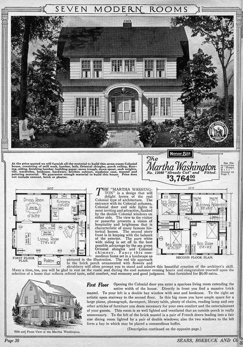 The Martha Washington Dutch Colonial House Plans, Dutch Colonial House, Sears Catalog Homes, 1910 House, Vintage Floor Plans, Dutch Colonial Homes, Colonial House Plans, Hallowen Ideas, Martha Washington