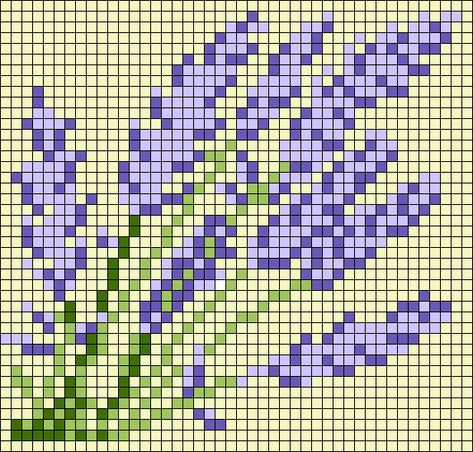 Lavender Alpha Pattern, Spring Pixel Art, Flower Alpha Pattern, Crochet Alpha Pattern, Graph Paper Drawings, Graph Crochet, Crochet Plant, Pixel Crochet, Crochet Design Pattern