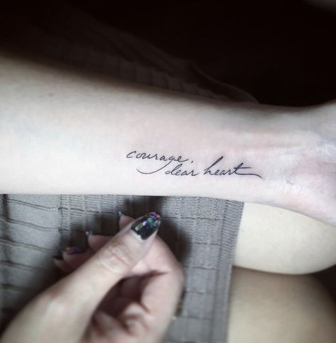 Courage Dear Heart Tattoo, Courage Tattoo, Courage Tattoos, Beachy Tattoos, Motivational Tattoos, Inspiring Quote Tattoos, Courage Dear Heart, Quote Tattoos, Summer Tattoo