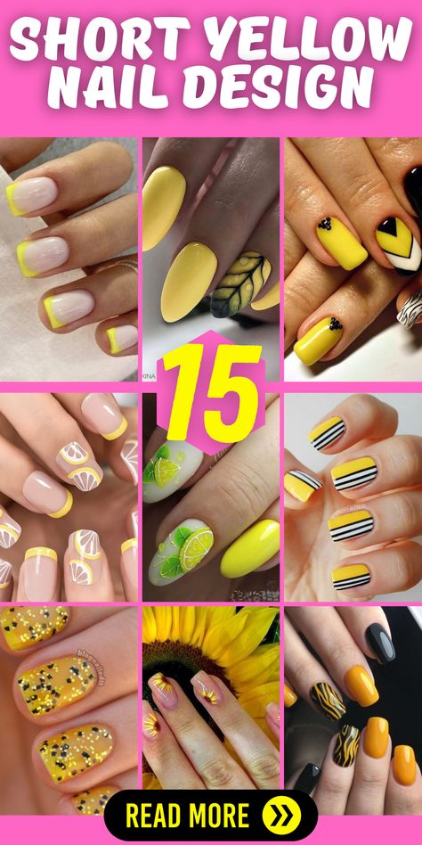 Trendy Yellow: Acrylic Square Nails with Glitter Accents and Bright Shine: Embrace the trendy side of yellow nails with these acrylic square nails featuring eye-catching glitter accents. Ideal for those who love to make a statement and stand out with neon colors, these nails will turn heads wherever you go. Square Nails With Glitter, Yellow Square Nails, Nails With Simple Design, Short Yellow Nails, Yellow French Tips, Yellow Nail Ideas, Simple Nail Art Ideas, Easy Nail Designs Summer, Neon Yellow Nails