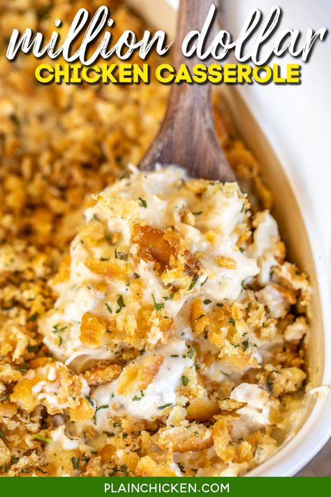 Cottage Cheese Sour Cream, Million Dollar Chicken Casserole, Chicken Cream Cheese, Million Dollar Chicken, Chicken Casserole Dinners, Chicken Casserole Recipe, Chicken And Cheese, Crispy Chips, Recipe Critic