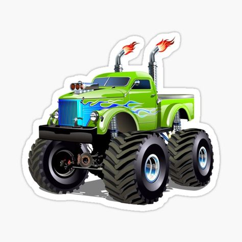 Cartoon Monster Truck • Millions of unique designs by independent artists. Find your thing. Monster Truck Design, Blippi Monster Truck, Hotwheels Monster Truck, Monster Truck Cake Topper, Hot Wheels Truck, Cartoon Monster Truck, Monster Truck Clipart, Monster Truck Art, Monster Truck Cars