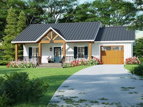 One Bedroom House Plans, One Bedroom House, 1 Bedroom House, Cottage Style House Plans, Small House Floor Plans, Ranch Style House Plans, Garage House Plans, Cottage Plan, Craftsman Style House Plans