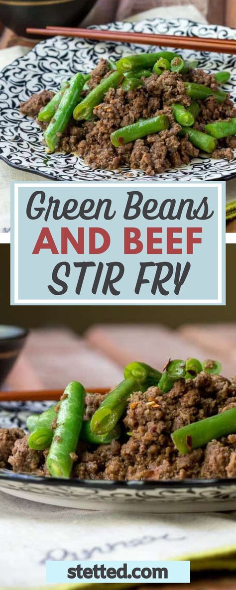 Green Beans and Beef Stir Fry is the perfect recipe for a quick weeknight dinner. You can substitute the green beans for broccoli or snow peas or whatever other veggies you like. Serve this stir fry over rice and watch as your family gobbles it up! It’s a great meal for busy families. Ground Beef And Peas Recipes, Green Beans Ground Beef, Green Bean Ground Beef, Ground Beef And Green Beans, Beef And Green Beans Recipe, Ground Beef Green Beans, Fresh Produce Recipes, Steak And Green Beans, Green Bean Stir Fry