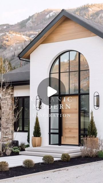 Home Bunch on Instagram: "#Ai #hometour 😍  Organic Modern Home - Blond wood + stone + arches  #aiassisteddesign : @rangerhome_nw  #modernorganic #aihomedesign #hometour #inspiringhomes #organicmodern #housedesign  🎉 Go to HomeBunch.com to find some amazing HOME DECOR SALES! 🎉 . 🏡Follow @homebunch for more interior ideas🏡 . . Share your inspiring designs #homebunch" Amy Storm And Co, Modern Organic Home Design, Organic Modern Exterior House, Arches In Homes, Modern Barn House Exterior, Kitchen Rendering, Classic Modern House, Organic Modern Home, Stone Arches