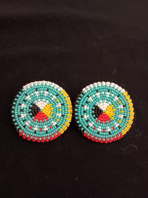 Medicine Wheel Earrings, Medicine Wheel Beaded Earrings, Native American Beadwork Earrings, Seed Bead Jewelry Patterns, Earrings Patterns, Native American Beaded Earrings, Medicine Wheel, Native American Beadwork, Wrap Earrings