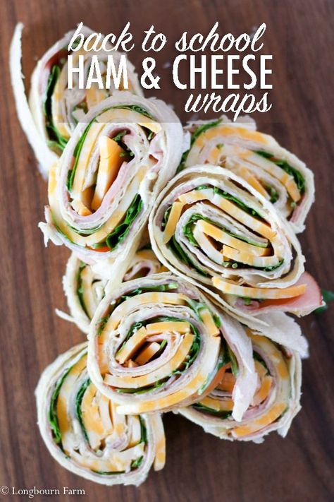 Ham And Cheese Wraps, Cheese Wraps, Wraps Recipes Easy, Easy Ham, Kids Lunch Recipes, Lunch Wraps, Cheese Wrap, Healthy School Lunches, Ham Cheese