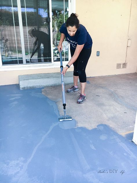 How to stain concrete floors quickly in a weekend | Staining concrete floors or patio is a relatively easy DIY task that can be done in a weekend! Concrete Floor Cleaner, Staining Concrete Floors, Stained Concrete Porch, Stain Concrete Floors, Diy Stained Concrete Floors, Outdoor Concrete Floors, Porch Floors, How To Stain Concrete, Stained Concrete Floor