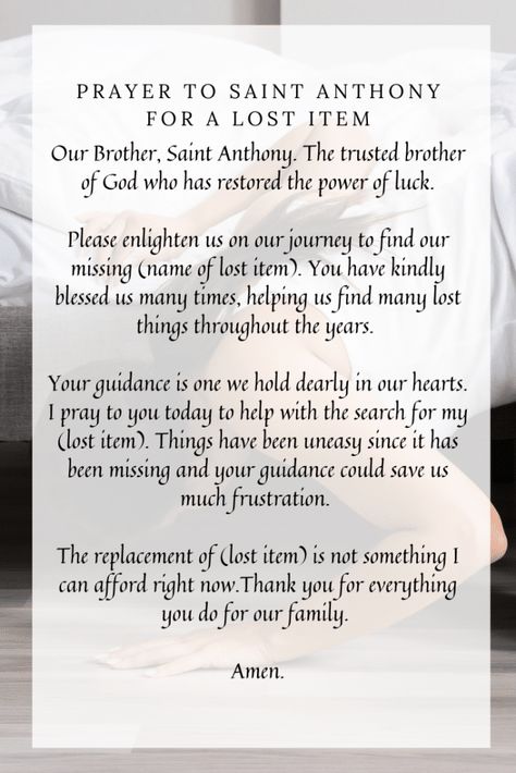 Prayers For Finding Lost Things, Prayer For Lost Things, How To Find Lost Things, Prayer To Find Lost Items, Prayer To St Anthony For Lost Things, Prayers To Saints, Saint Anthony Prayer, Spell To Return Stolen Items, St Anthony Prayer Lost