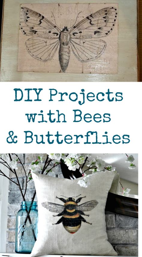 DIY Projects with Bees and Butterflies Bee Pillows Diy, Bee Pillow, Bee Images, Desk Diy, Oddly Specific, Bees And Butterflies, Pretty Crafts, The Graphics Fairy, Image Transfers