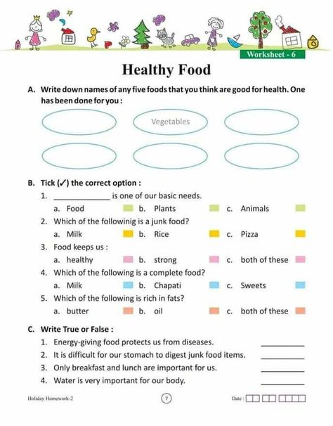 Food And Health Worksheet, Class 4 Science Worksheet, Food We Eat Worksheet For Grade 1, Evs Worksheet, Free Science Worksheets, Science Homework, First Grade Reading Comprehension, Worksheets For Class 1, Creative Worksheets