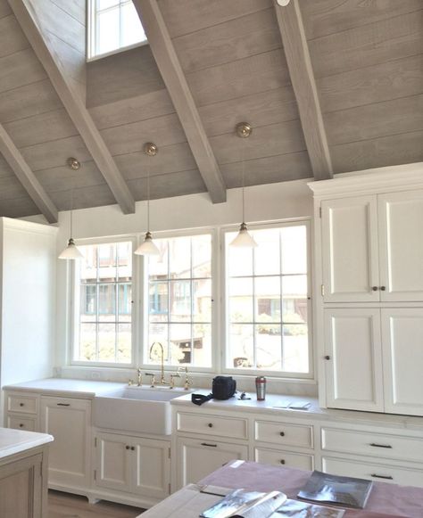 1000+ ideas about Vaulted Ceiling Lighting on Pinterest | Lighting ... Ceiling Wood Panels, Panelling Ceiling, Vaulted Ceiling Lighting, Ceiling Wood, Vaulted Ceiling Kitchen, Wood Panelling, Lake House Kitchen, Wood Cladding, Kitchen Ceiling