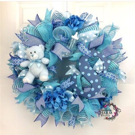 . Baby Door Wreaths, Hospital Door Wreaths, Holiday Mesh Wreaths, Baby Boy Wreath, Baby Wreaths, Lantern Swags, Baby Shower Wreath, Diaper Wreath, Baby Boy Themes