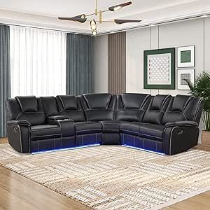 Sectional Living Room Sets, Leather Reclining Sectional, Modern Murphy Beds, Curved Sectional, Corner Couch, Sectional Sofa With Recliner, Leather Reclining Sofa, Led Light Strip, Living Room Bookcase