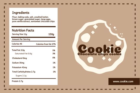 This is a designer-crafted, eye-catching Labels template that earns you more attention and feedback. Cookie Ingredient Label, Cookie Label, Vanilla Drinks, Ingredients Label, Cookie Ingredients, Tea Labels, Fruit Labels, Chocolate Chip Cookies Ingredients, Label Ideas