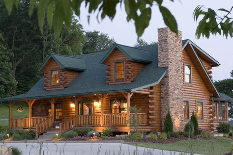 Log Cabin Homes Exterior, Prefab Log Cabins, Log Cabin House Plans, Small Log Homes, Log Cabin House, Log Homes Exterior, Log Cabin Exterior, Cabin Style Homes, Log Cabin Plans