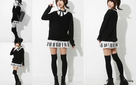 Cute Piano Skirt! Pianists, this one's for you. Piano Skirt Outfit, Pianist Outfit, Piano Outfit, Piano Clothes, Piano Skirt, Cute Piano, Piano Dress, Music Inspired Fashion, Skirt Aesthetic