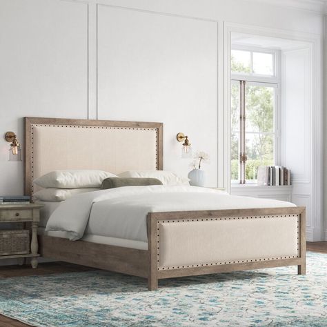 Kelly Clarkson Home Aguirre Upholstered Low Profile Standard Bed & Reviews | Wayfair Wood And Upholstered Bed, Kelly Clarkson Home, Bed Wood, Upholstered Panel Bed, Standard Bed, Upholstered Panels, Bed Size, Kelly Clarkson, Wood Beds