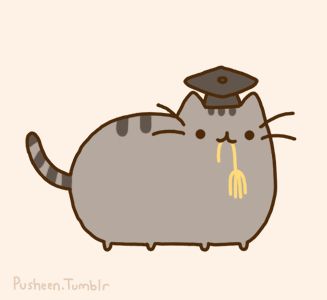 Pusheen graduating from school. In honor of school almost being over Pusheen Gif, Pusheen Stormy, Pusheen Love, Pusheen The Cat, Pikachu Pikachu, Pusheen Cute, Söt Katt, Pusheen Cat, Nyan Cat