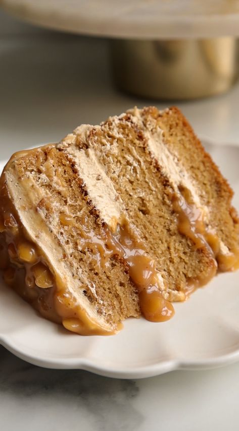 Toffee Nut Latte Cake Toffee Cake Decoration, Toffee Nut Latte Cake, Cake With Toffee Bits, Toffee Nut Coffee, Jo’s Toffee Cake, Toffee Nut Latte, Hanukkah Desserts, Toffee Cake, Toffee Nut