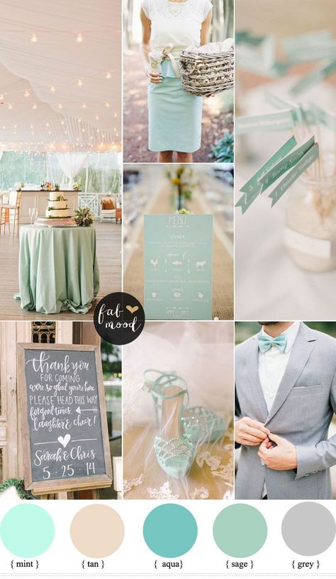 mint and tan wedding colour palette | fabmood.com Tan Wedding Colors, Flying Pigs, Wedding Mint Green, Tan Wedding, Bedrooms Ideas, Summer Wedding Colors, Wedding Palette, Mint Wedding, Colors Palette