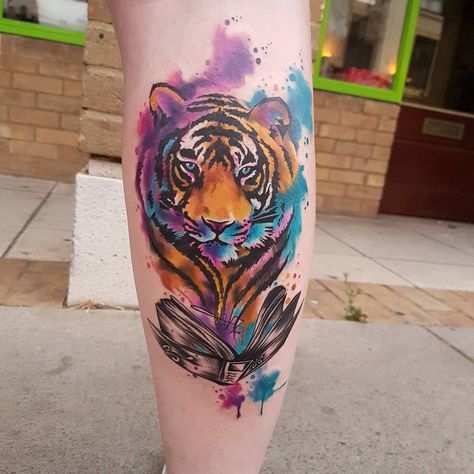 🐯📚 #wctattoos #watercolortattoo #watercolourtattoos #watercolor #watercolour #tiger #tigertattoo #book #uktta #skinartmag #inkedgirls… Mermaid Tattoo Meaning, White Tiger Tattoo, Watercolour Tattoos, Starfish Tattoo, Tiger Tattoo Sleeve, Tattoo Watercolor, Watercolor Tiger, Tiger Tattoo Design, Tatuaje A Color