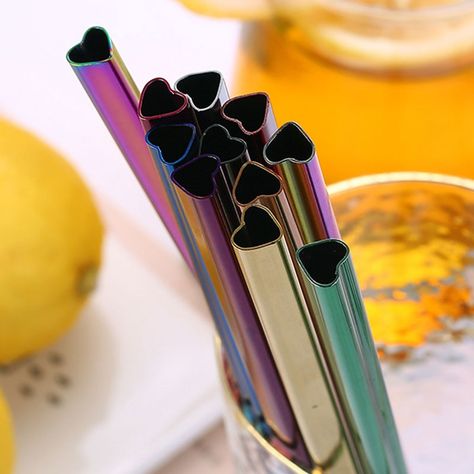 Bubble Tea Straws, Camping Bedarf, Reusable Drinking Straw, Stainless Steel Microwave, Fotografi Vintage, Drinking Straw, Drink Straw, Metal Heart, Stainless Steel Straws