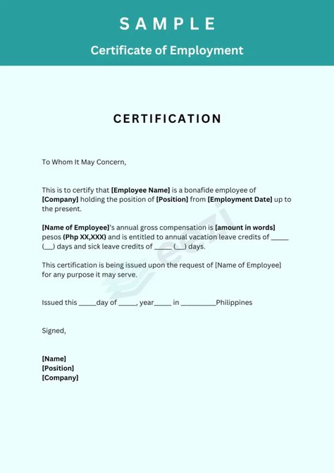 A certificate of employment with compensation sample Certificate Of Employment Sample, Certificate Of Employment, The Philippines, Birthday Cakes, Philippines, Birthday, Quick Saves