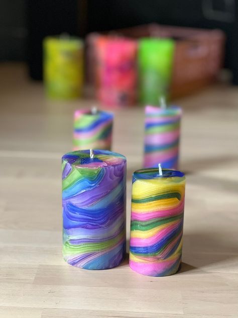 Rainbow Candles, Colourful Decor, Hand Carved Candles, Rainbow Candle, Mix Colour, Meditation Candles, Artisan Candles, Candle Carving, Rose Candle