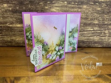 Fun Fold Book Binding Z Fold - Frenchie Stamps Book Bind Z Fold Card, Most Beautiful Scenery, Fancy Fold Card Tutorials, Designer Paper, Fold Cards, Customer Appreciation, Fancy Fold Cards, Book Folding, Fancy Folds