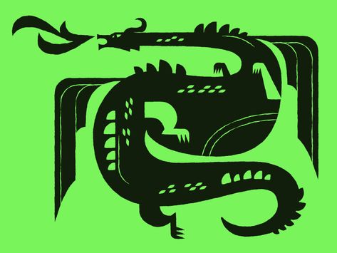 Dragon Vector Art, Neon Dragon, Green Illustration, 달력 디자인, Illustration Styles, Dragon Illustration, Dragon Design, Dragon Art, Linocut