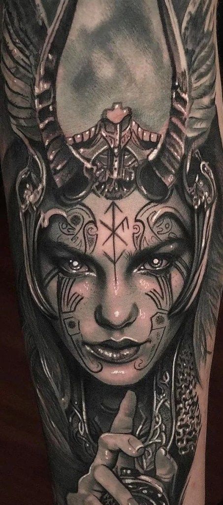 Valkyrie Sleeve Tattoo Women, Female Nordic Tattoo, Norse Women Tattoo, Freya Tattoo Design, Freya Goddess Tattoo Design, Norse Goddess Tattoo, Freya Goddess Tattoo, Female Goddess Tattoo, Freya Tattoo