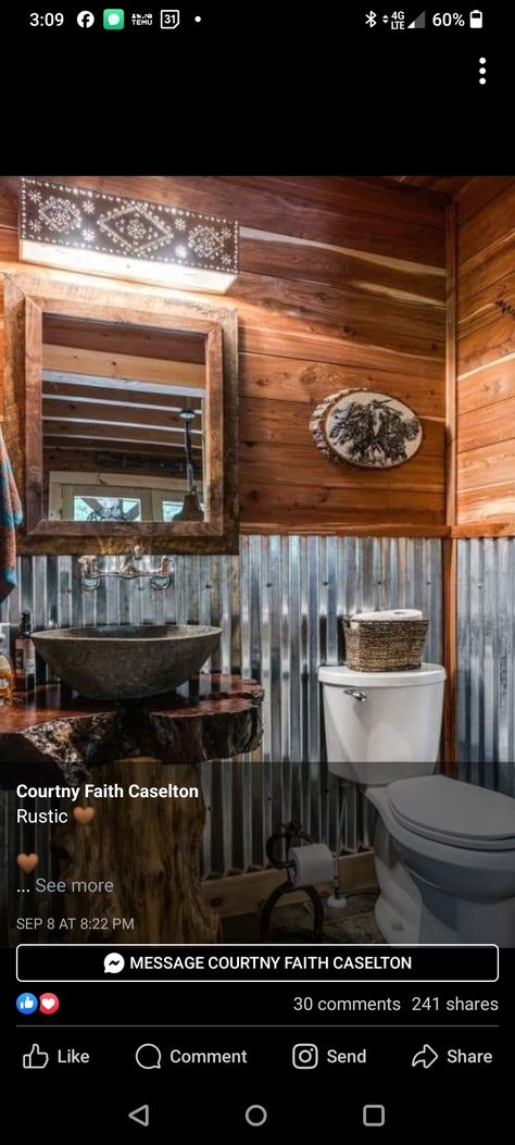 Tin And Wood Walls Bathroom, Galvanized Bathroom Walls, Galvanized Steel Bathroom, Galvanized Bathroom Ideas, Tin Shower Walls Rustic Bathrooms, Tin Bathroom Ideas, Galvanized Shower Walls, Tin Shower Walls, Tin And Wood Walls