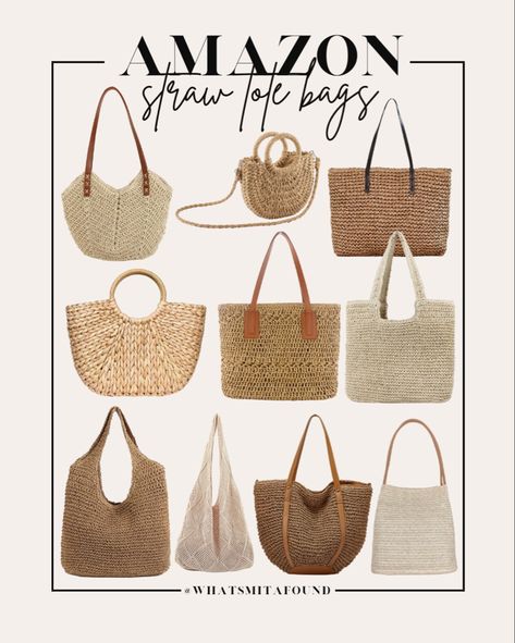 Straw tote bags Summer Purses 2024, Summer Bags 2024, Bags For Summer, Best Beach Bag, Amazon Marketing, Minimal Wardrobe, Amazon Must Haves, Summer Purses, Straw Tote Bag